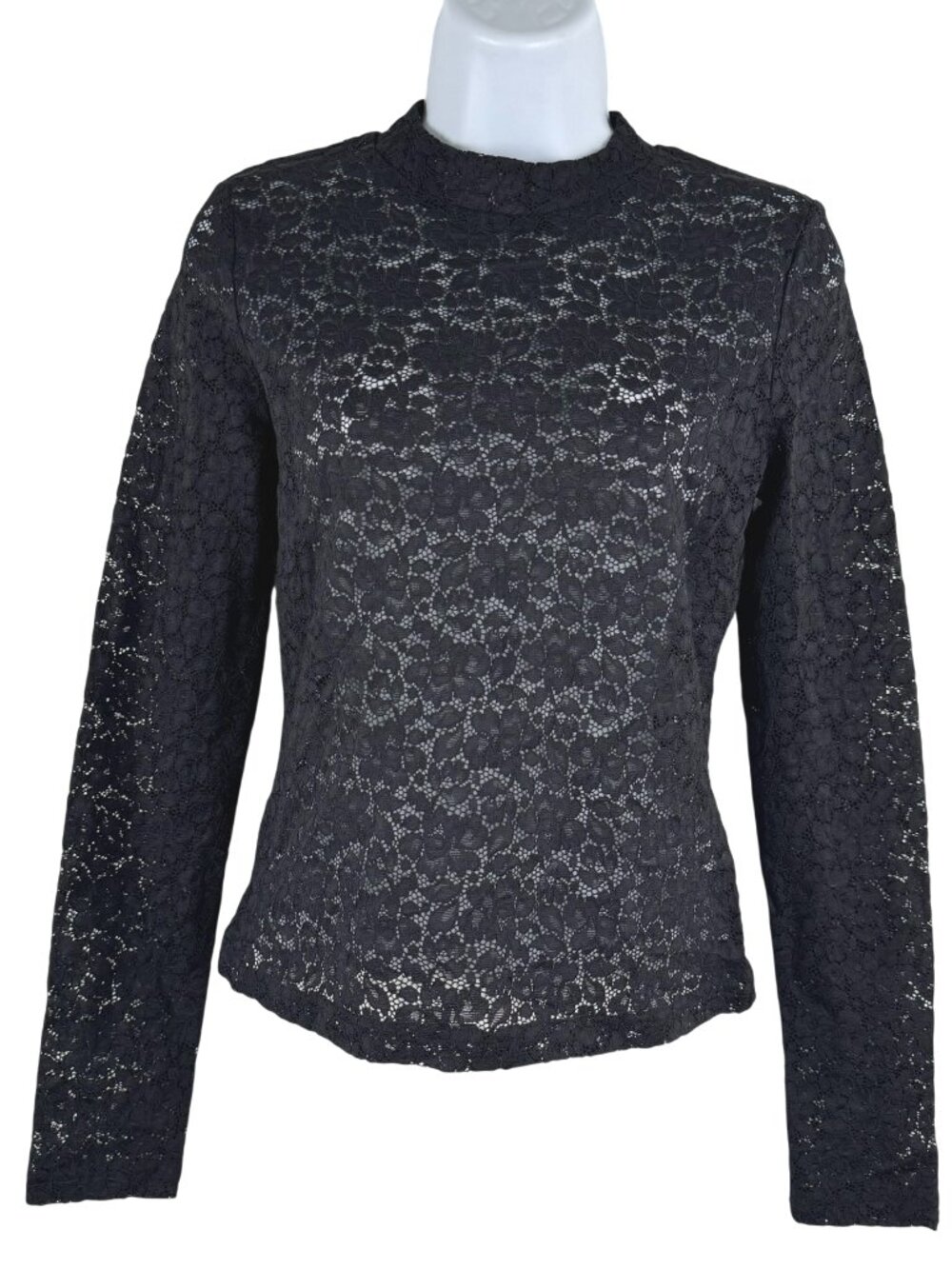 Sezane Dentelle Lace Blouse Top Size 36 Black Long Sleeve Whimsigoth NWT TP-3908